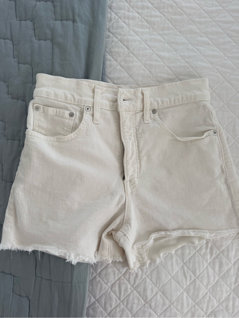 Madewell White Raw-Hem Denim Shorts